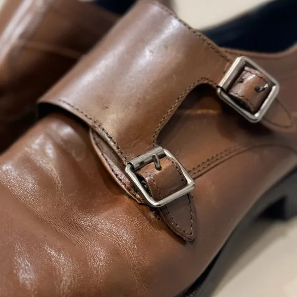 🆕  Johnston &amp; Murphy Gibbons Double Monk Memory Foam Leather Mens Dress Loafer