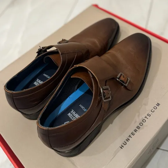 🆕  Johnston &amp; Murphy Gibbons Double Monk Memory Foam Leather Mens Dress Loafer