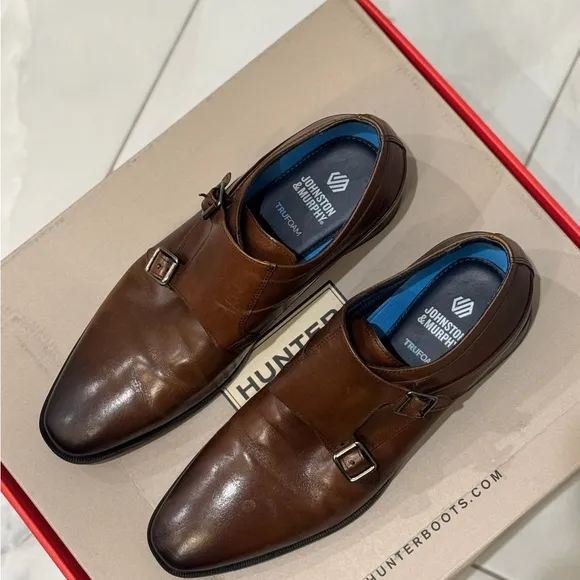 🆕  Johnston &amp; Murphy Gibbons Double Monk Memory Foam Leather Mens Dress Loafer