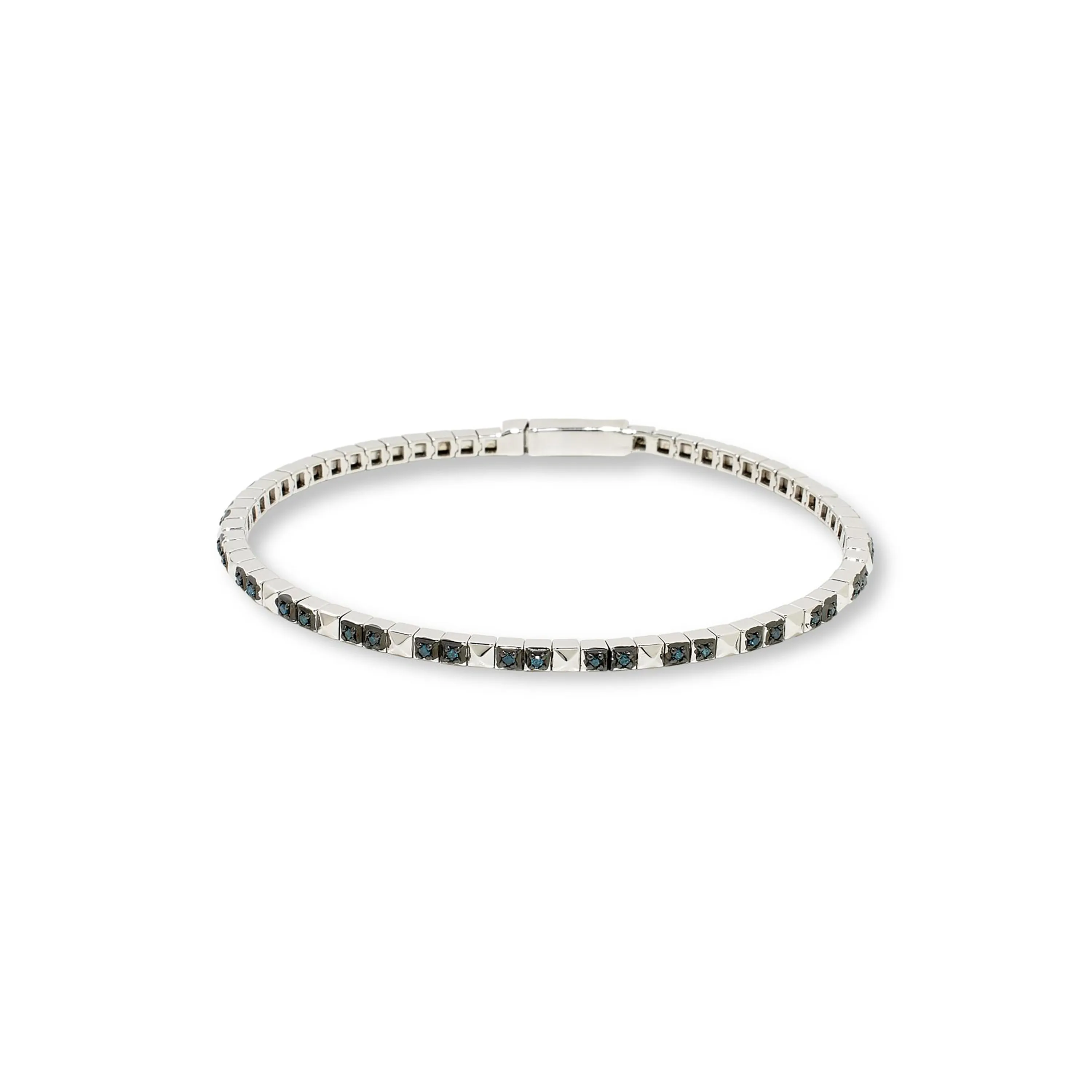 0.35 Cts Blue Diamond Tennis Bracelet in 925 Two Tone