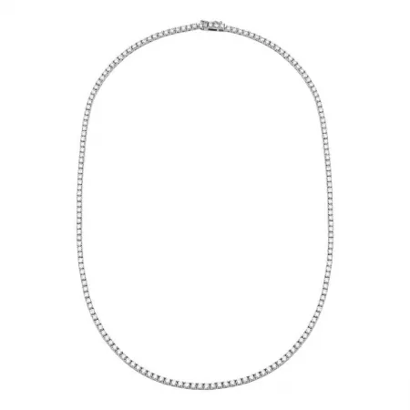 14k White Gold 7.09Ct Diamond Tennis Necklace with 166 Diamonds