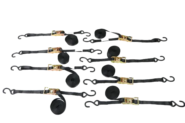 1" x 16' Black Ratchet Strap with S Hook (12 Pack)