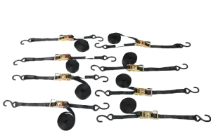 1" x 16' Black Ratchet Strap with S Hook (12 Pack)