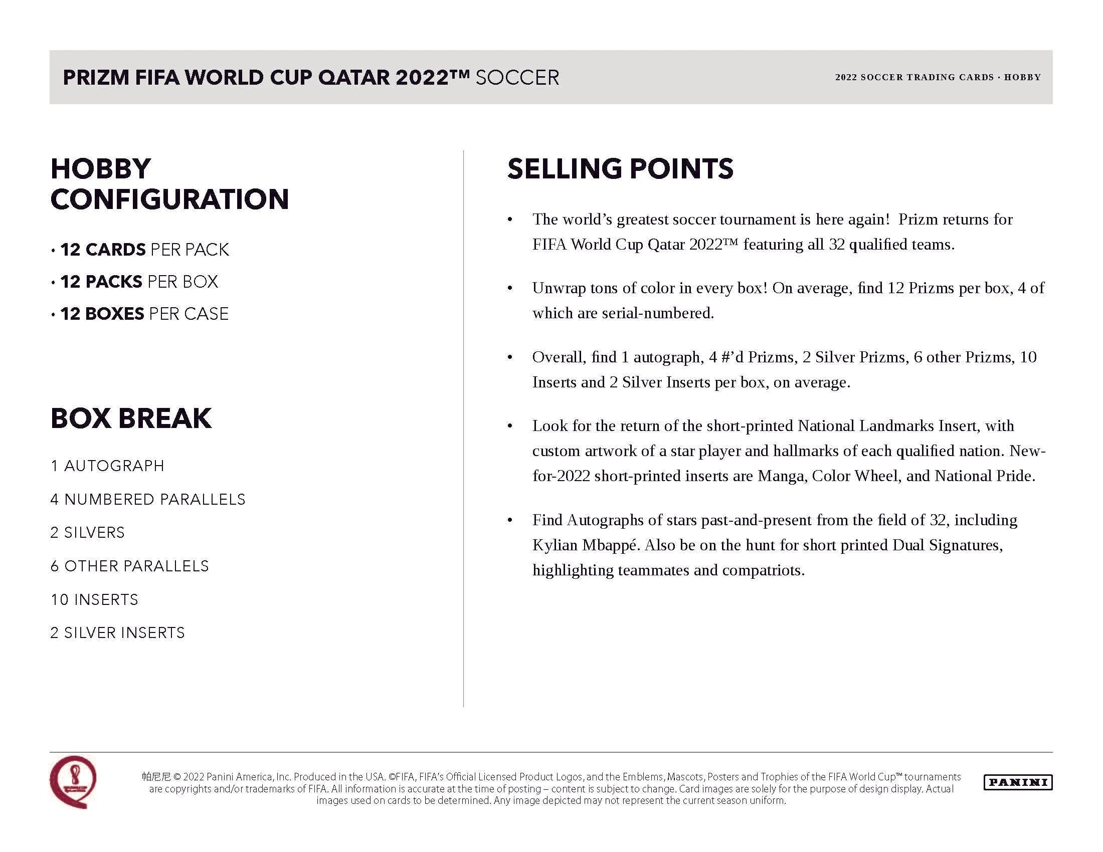 2022 Panini Prizm World Cup Soccer Hobby