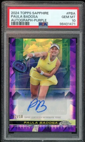 2024 Topps Chrome Sapphire Tennis Purple /10 Paula Badosa Auto PSA 10 GEM MINT