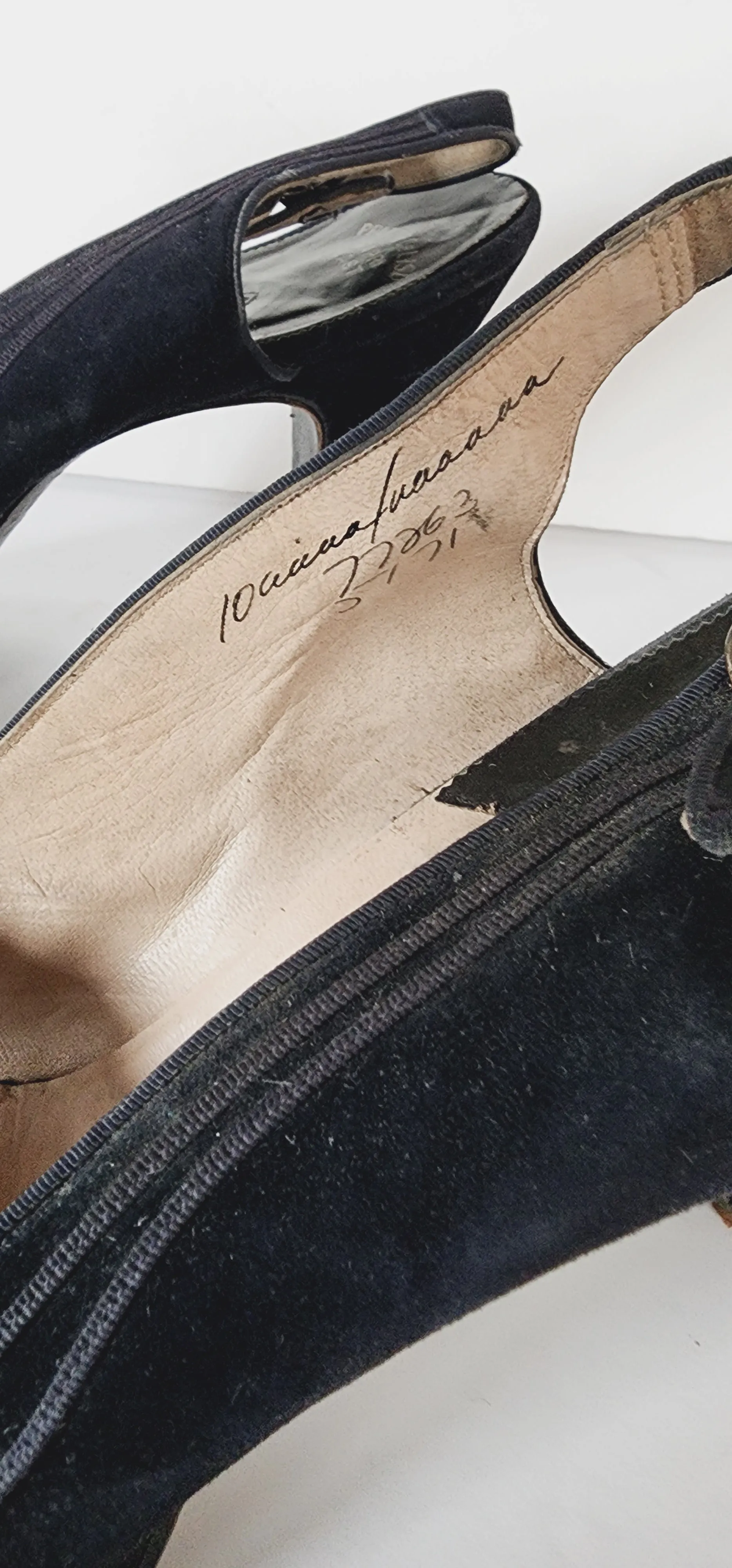 40s Peep Toe Black Shoes High Heel Slingbacks 10