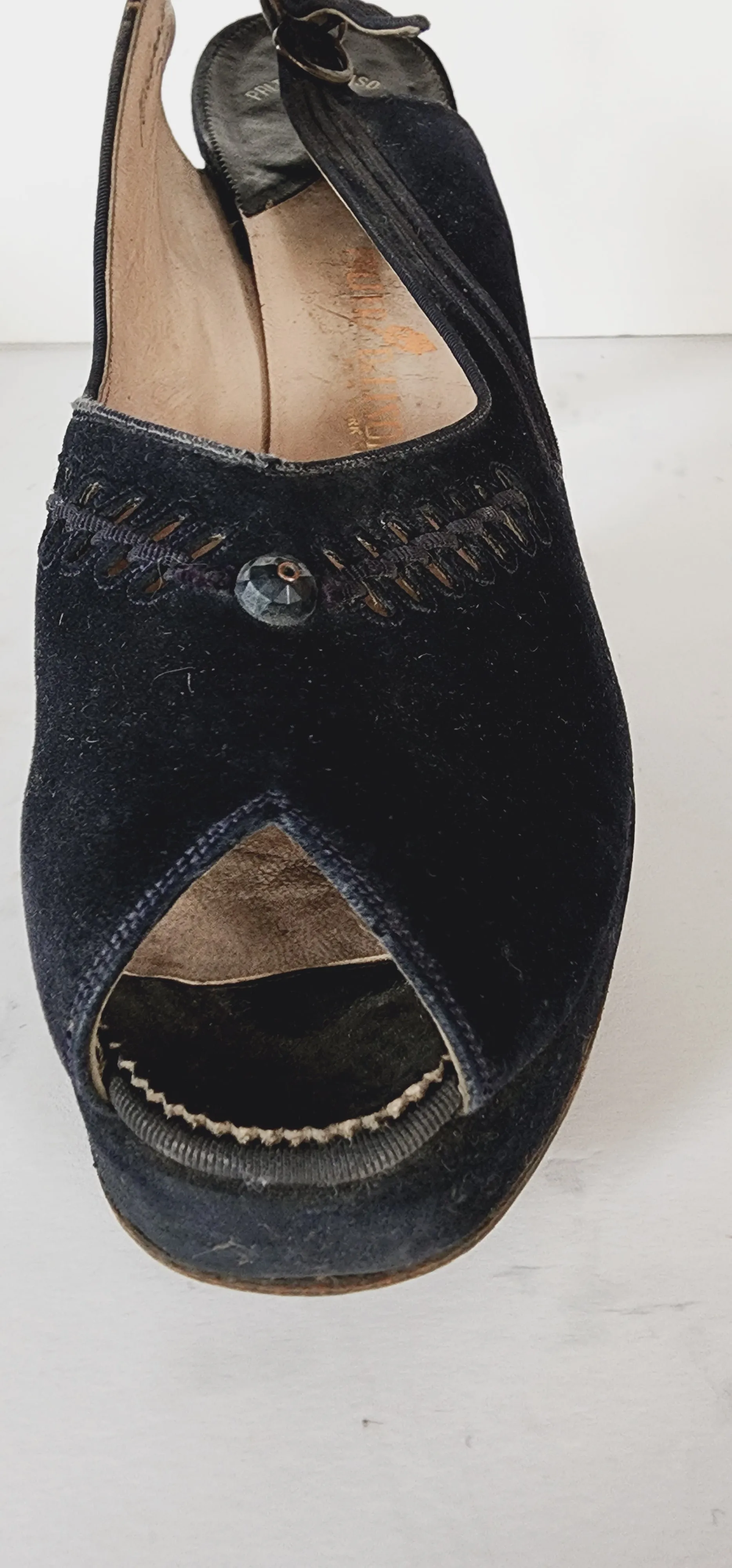 40s Peep Toe Black Shoes High Heel Slingbacks 10