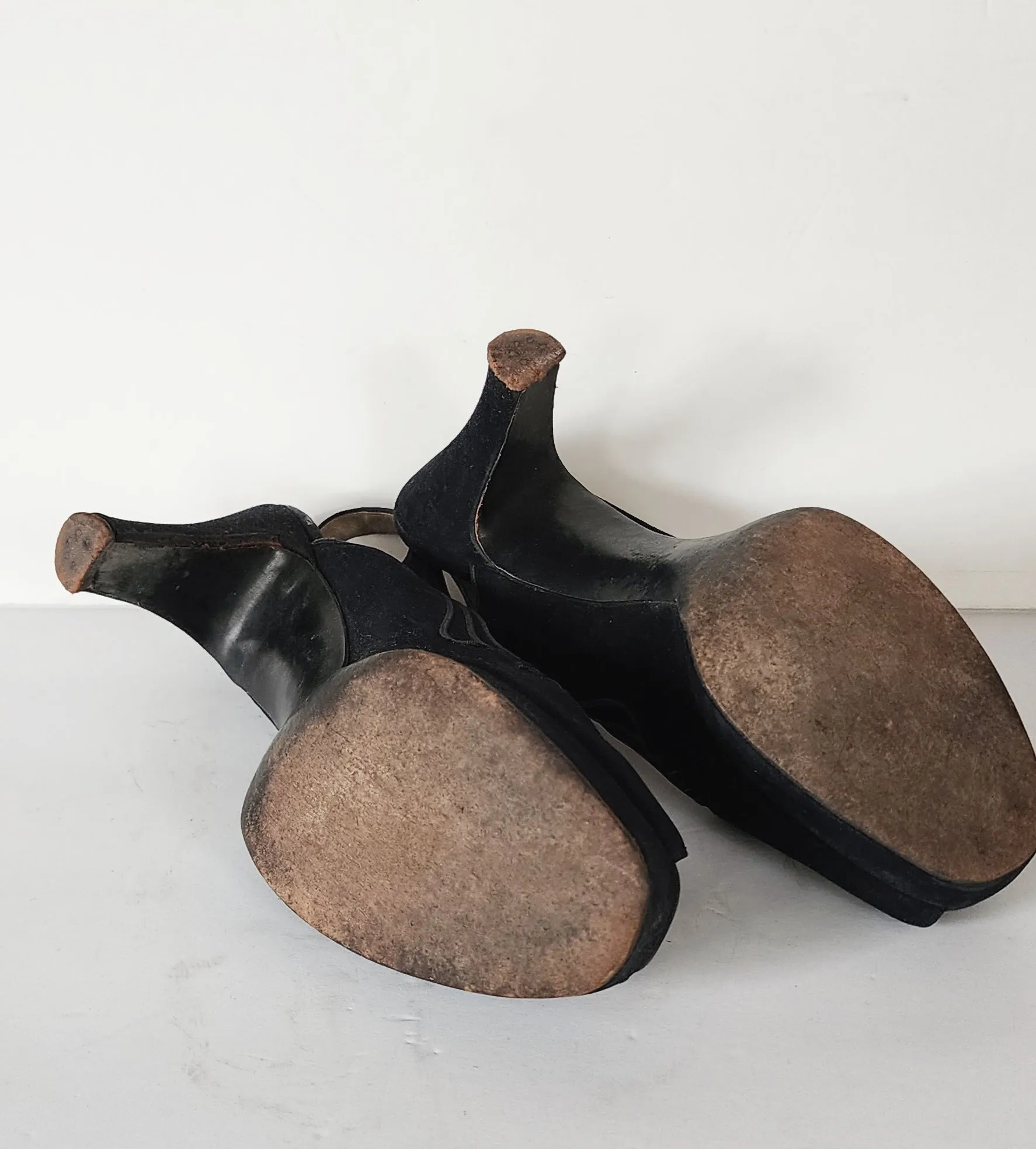 40s Peep Toe Black Shoes High Heel Slingbacks 10