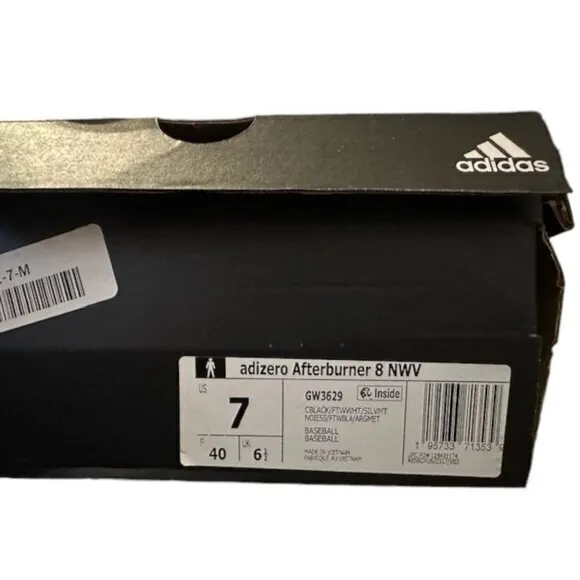 Adidas Afterburner 8 New Wave Baseball Turf Shoes‎ GW3629 Black/White Size 7 NIB