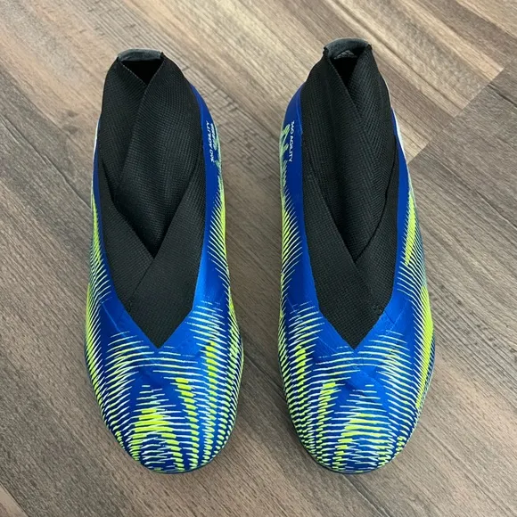 Adidas Kids Nemeziz  FG Kids Laceless Soccer Cleats Royal Blue &amp; Yellow 10.5K
