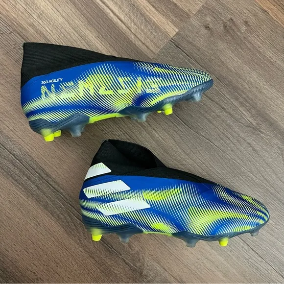 Adidas Kids Nemeziz  FG Kids Laceless Soccer Cleats Royal Blue &amp; Yellow 10.5K