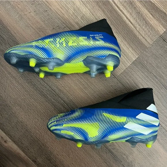 Adidas Kids Nemeziz  FG Kids Laceless Soccer Cleats Royal Blue &amp; Yellow 10.5K
