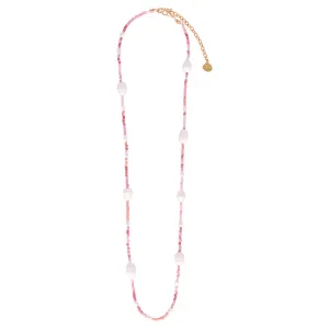 Adjustable beaded necklace with pearls