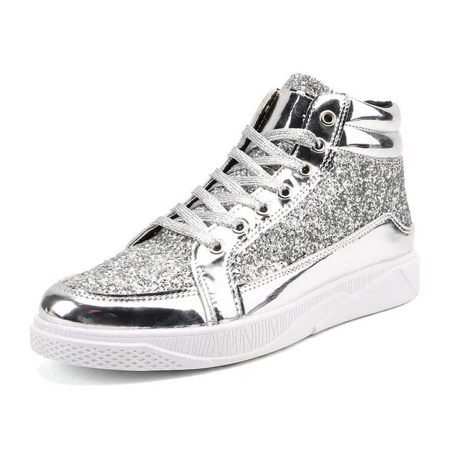 Ankle Boots Gold Luxury Glitter Shoes