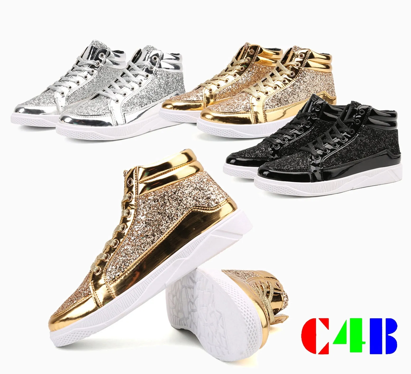 Ankle Boots Gold Luxury Glitter Shoes