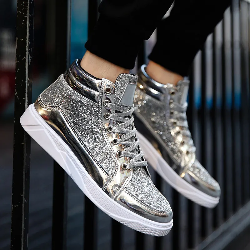 Ankle Boots Gold Luxury Glitter Shoes