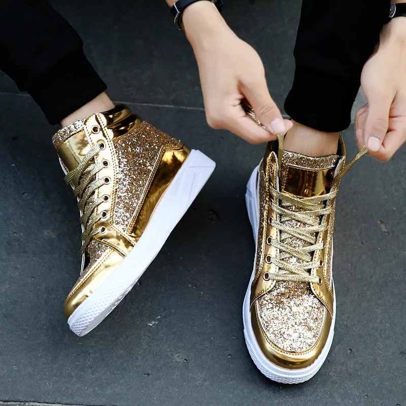 Ankle Boots Gold Luxury Glitter Shoes