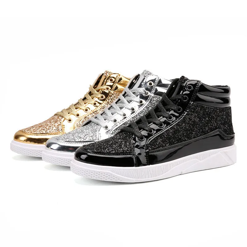 Ankle Boots Gold Luxury Glitter Shoes