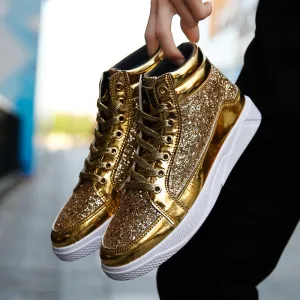 Ankle Boots Gold Luxury Glitter Shoes