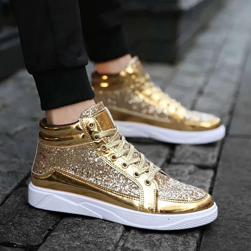 Ankle Boots Gold Luxury Glitter Shoes