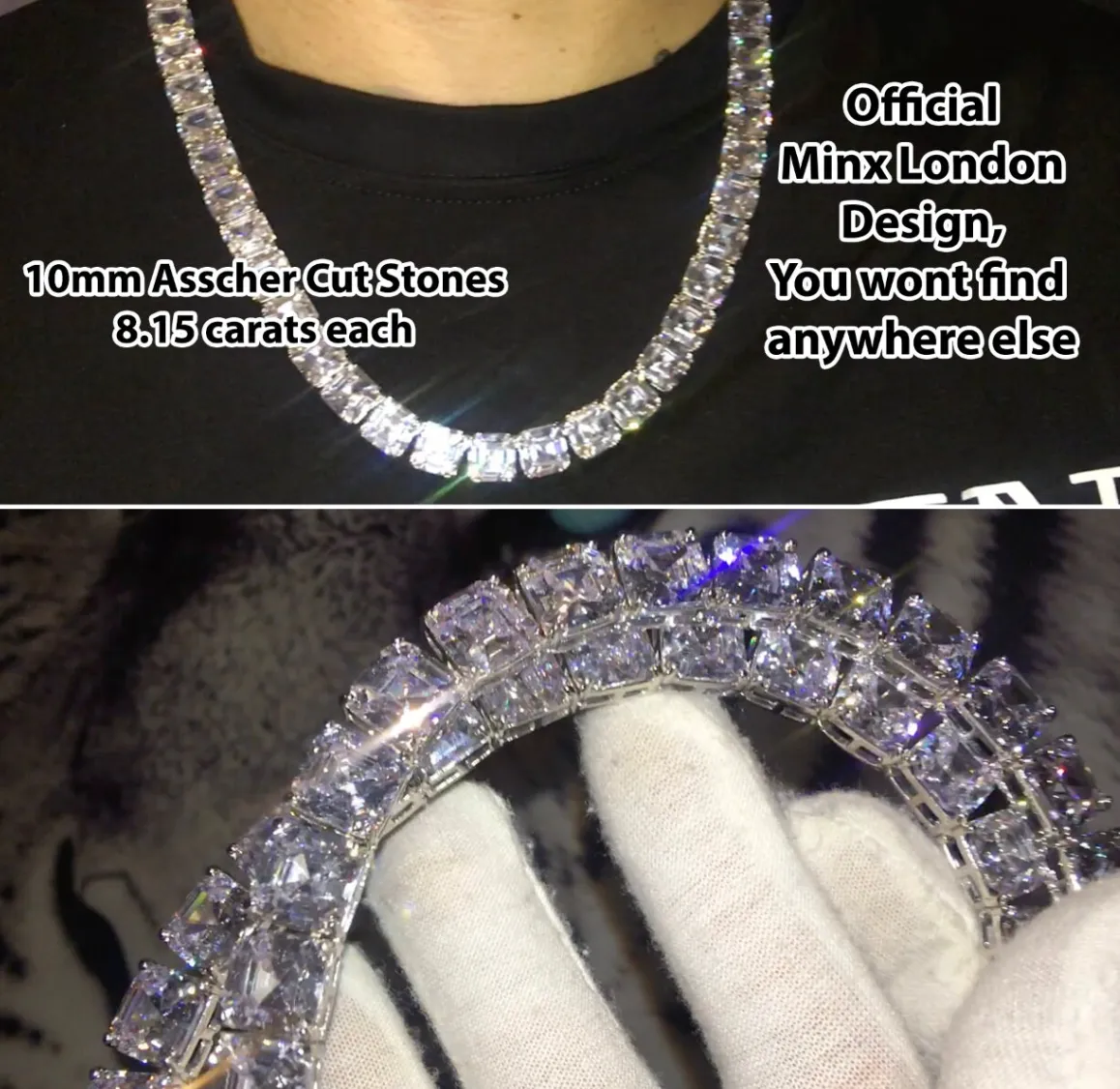 Asscher Diamond Tennis Chain | Tennis Chain | Tennis Necklace | Asscher Necklace | Baguette Chain | Iced Out Chain | Hip Hop Chain | Classy