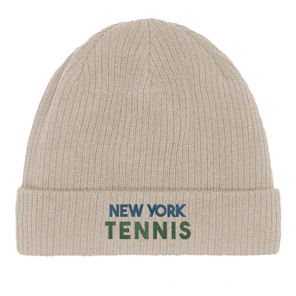 Beanie New York Tennis 2  - Cotton Bio, Embroidered Design