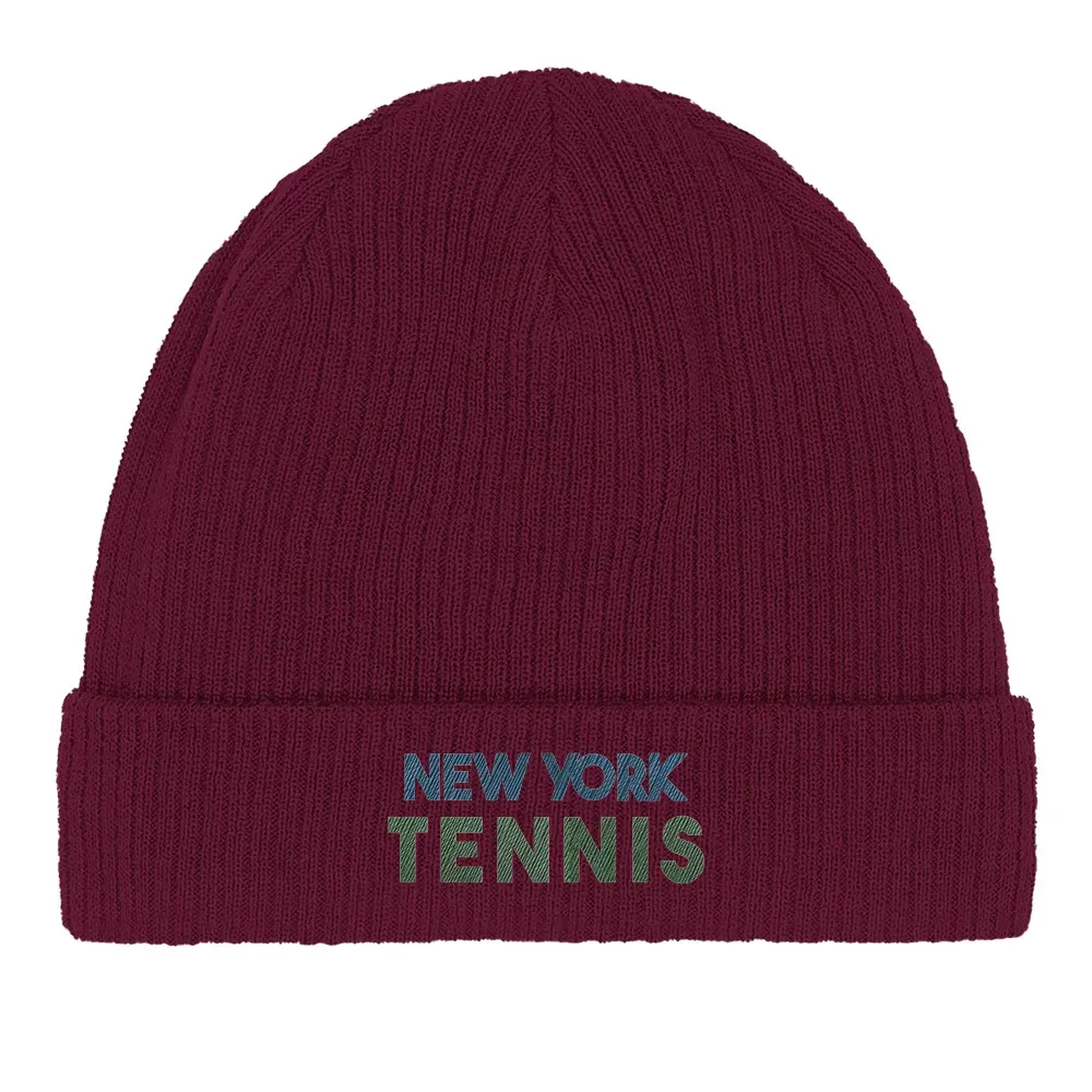 Beanie New York Tennis 2  - Cotton Bio, Embroidered Design