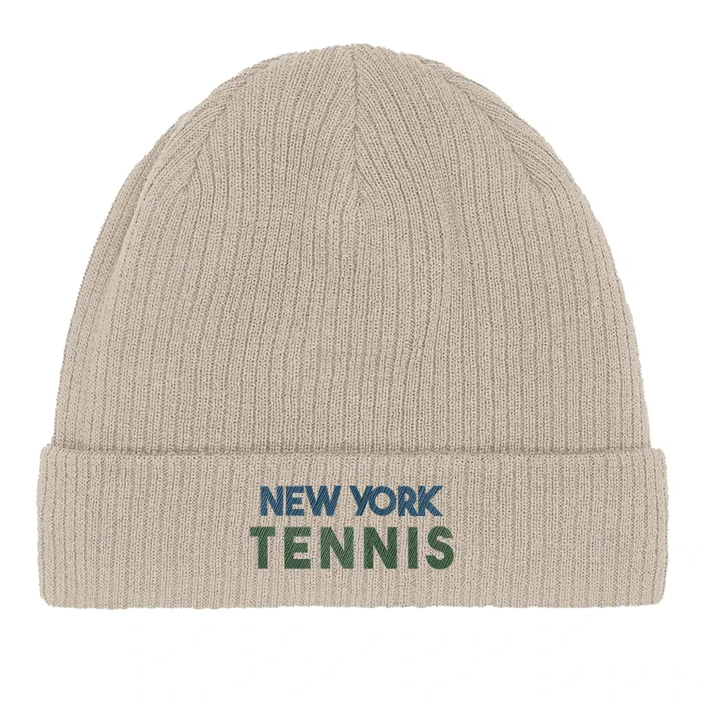 Beanie New York Tennis 2  - Cotton Bio, Embroidered Design