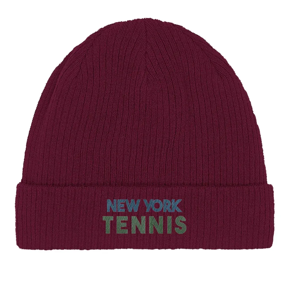 Beanie New York Tennis 2  - Cotton Bio, Embroidered Design