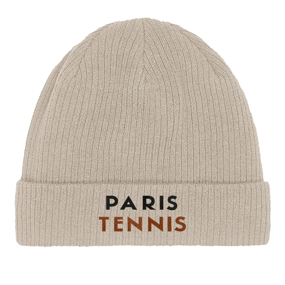 Beanie Paris Tennis 2  - Cotton Bio, Embroidered Design