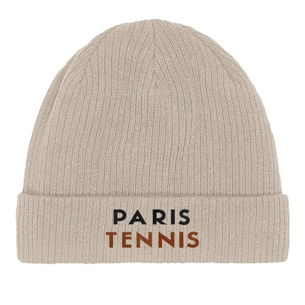 Beanie Paris Tennis 2  - Cotton Bio, Embroidered Design