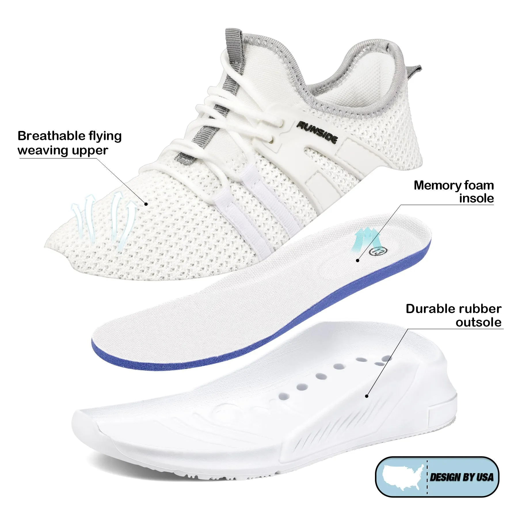 Black/Grey/White Lightweight Breathable Tennis Sneakers