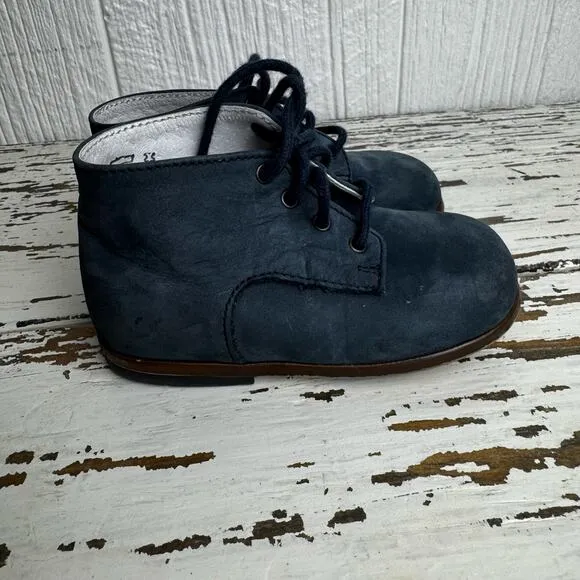 Bonpoint Little Man Boys Blue Nubuck Ankle Shoes Suede Lace Up Sz 21 or U.S 5.5