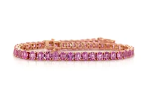 Bracelet 14kt Rose Gold & Oval Pink Sapphires Tennis