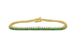 Bracelet 18kt Gold Emeralds & Top Diamonds Tennis