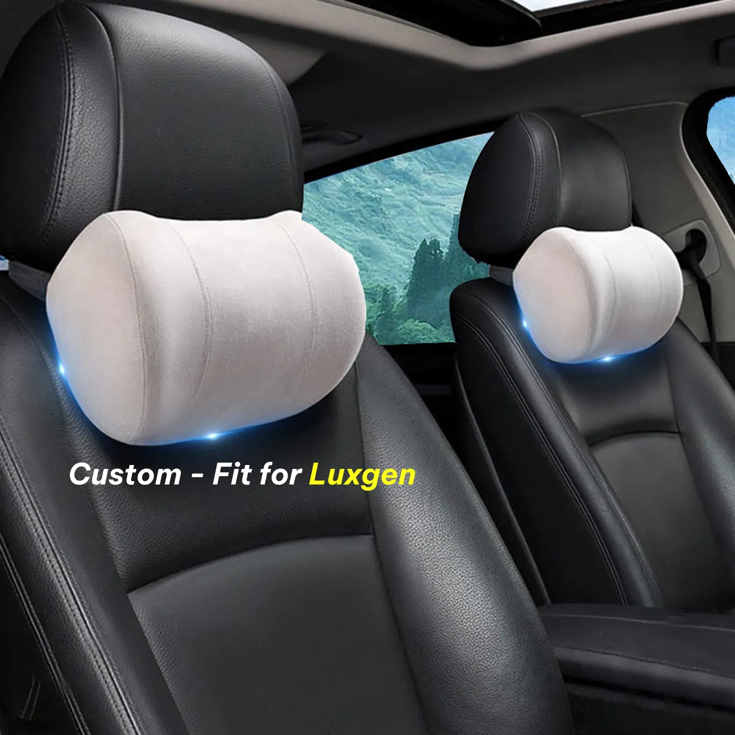 Car Headrest (2 PCS), Custom-Fit For Car, Update Version Premium Memory Foam Car Neck Pillow WALE227