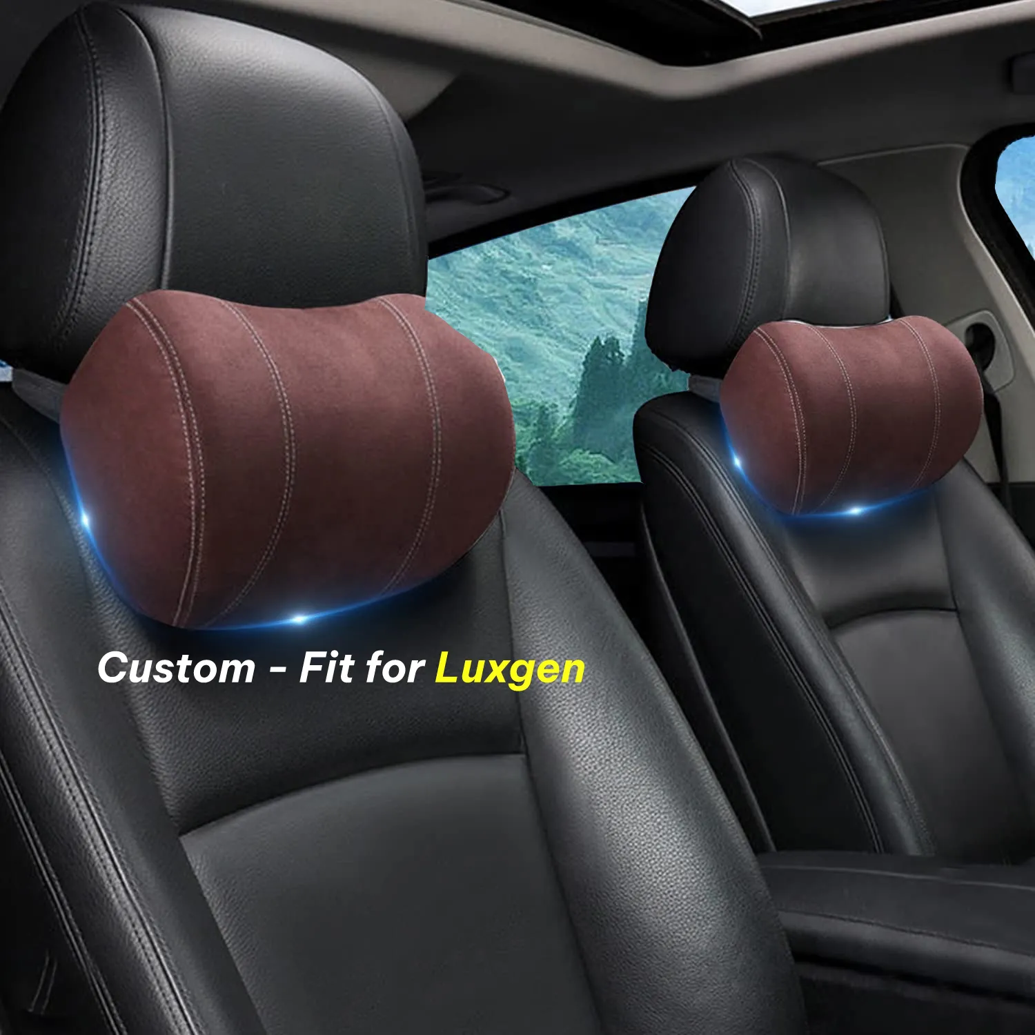 Car Headrest (2 PCS), Custom-Fit For Car, Update Version Premium Memory Foam Car Neck Pillow WALE227