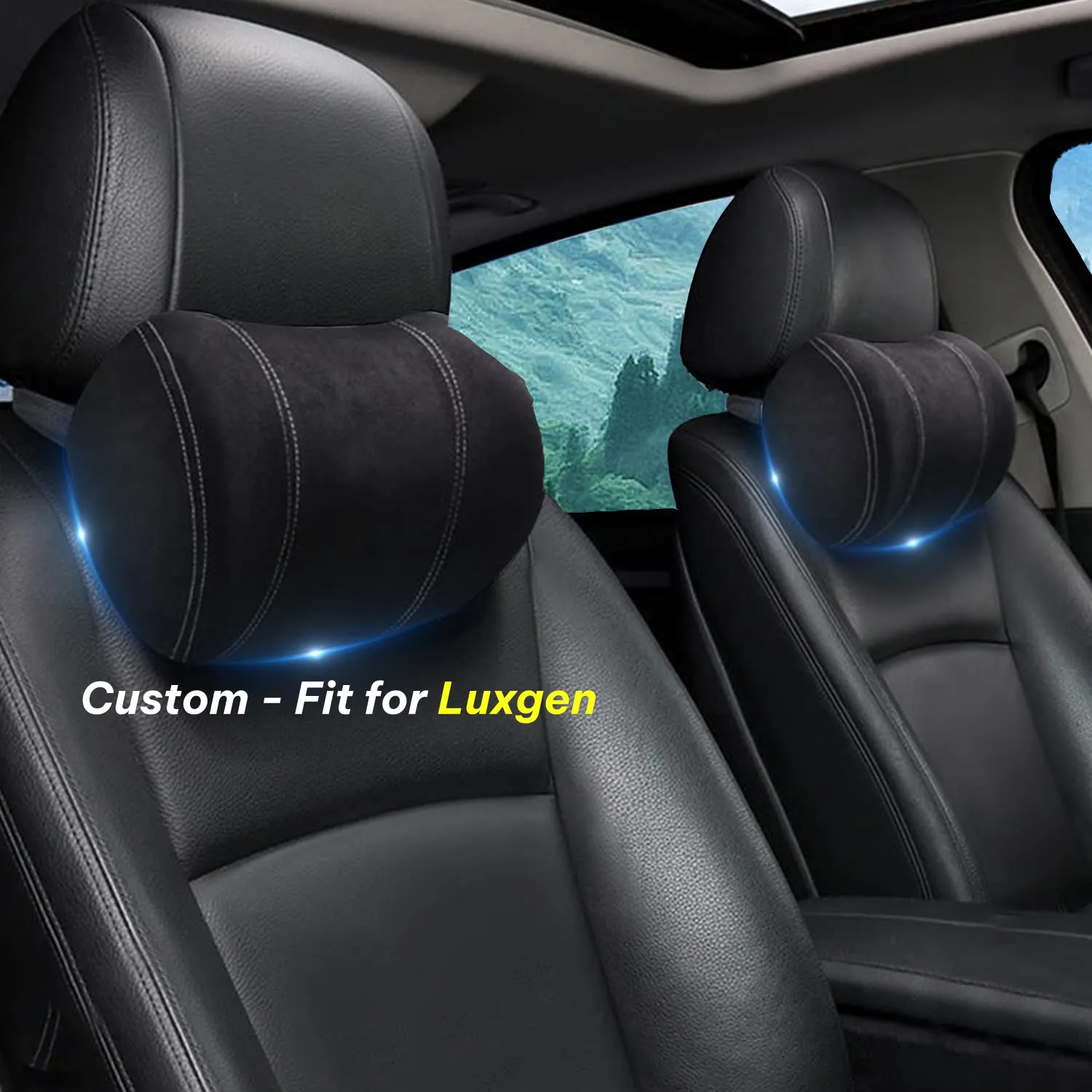 Car Headrest (2 PCS), Custom-Fit For Car, Update Version Premium Memory Foam Car Neck Pillow WALE227