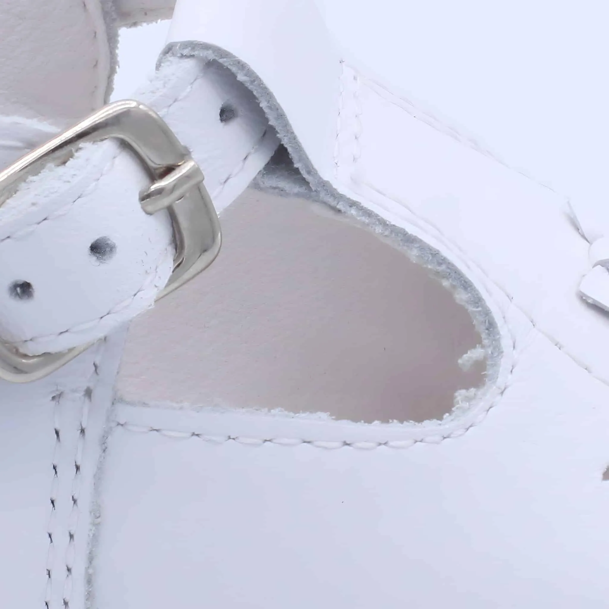 'Carmel' Girls White Leather T-Bar Shoes