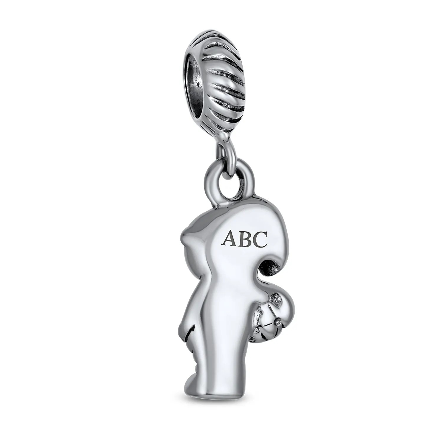 Cartoon Cheerleader Soccer Player Dangle Charm Bead Sterling Silver for Bracelet