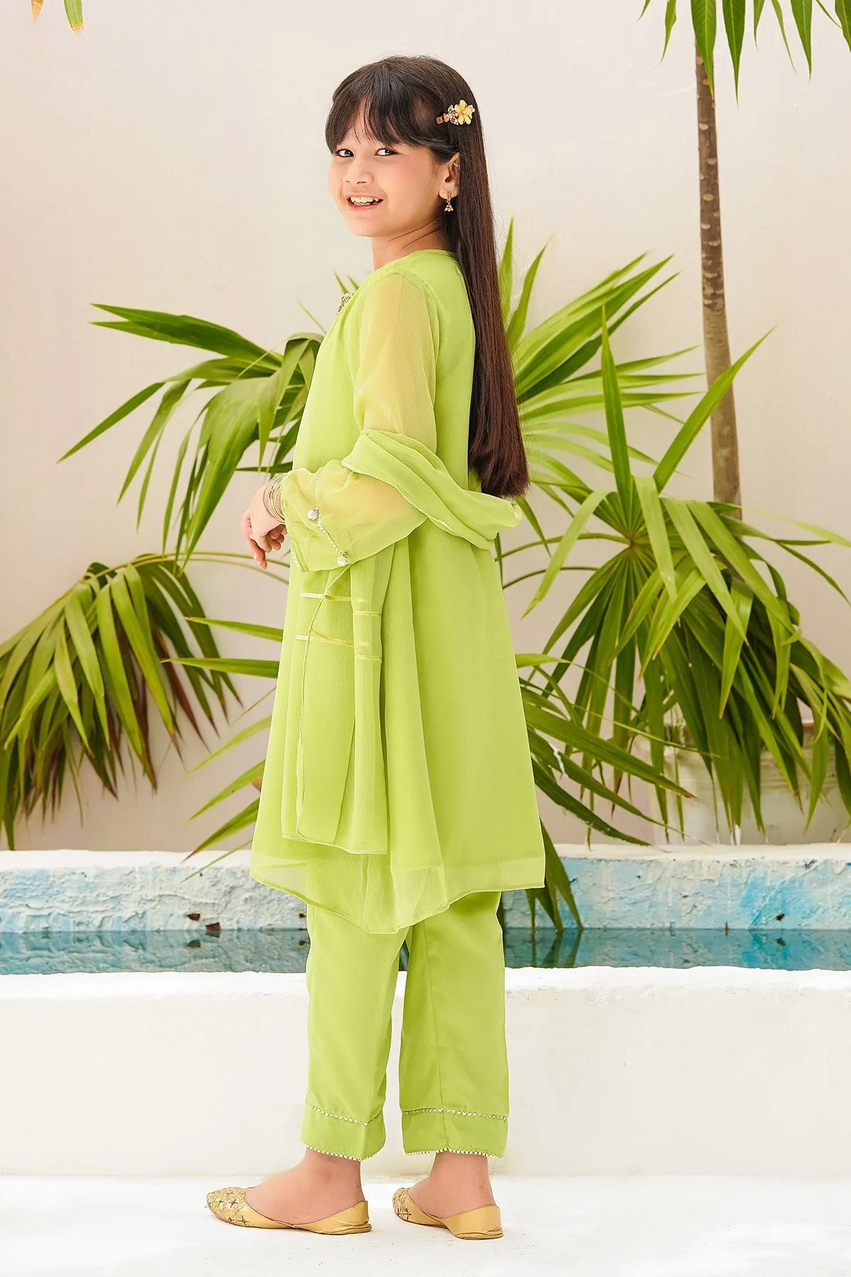 Chiffon Hand Adda Work 3 Pc Suit
