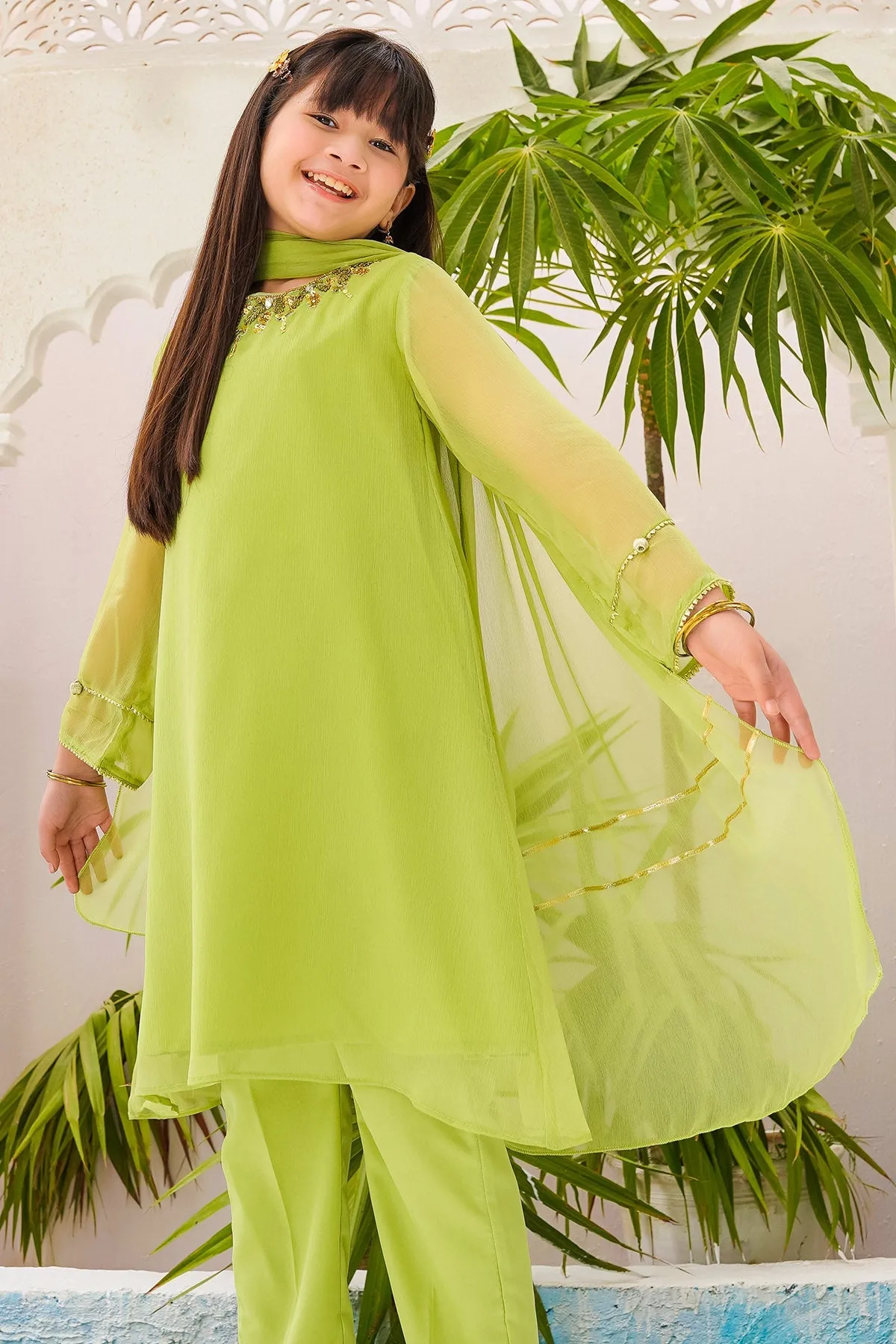 Chiffon Hand Adda Work 3 Pc Suit
