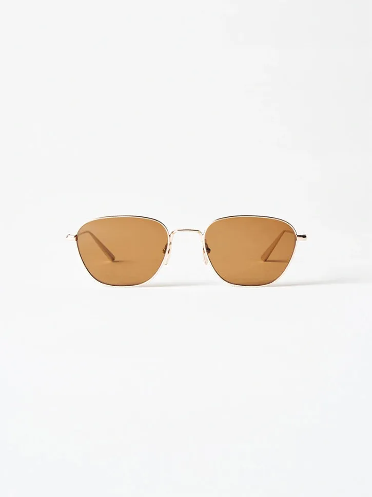Chimi Steel Polygon Sunglasses, Brown/Gold