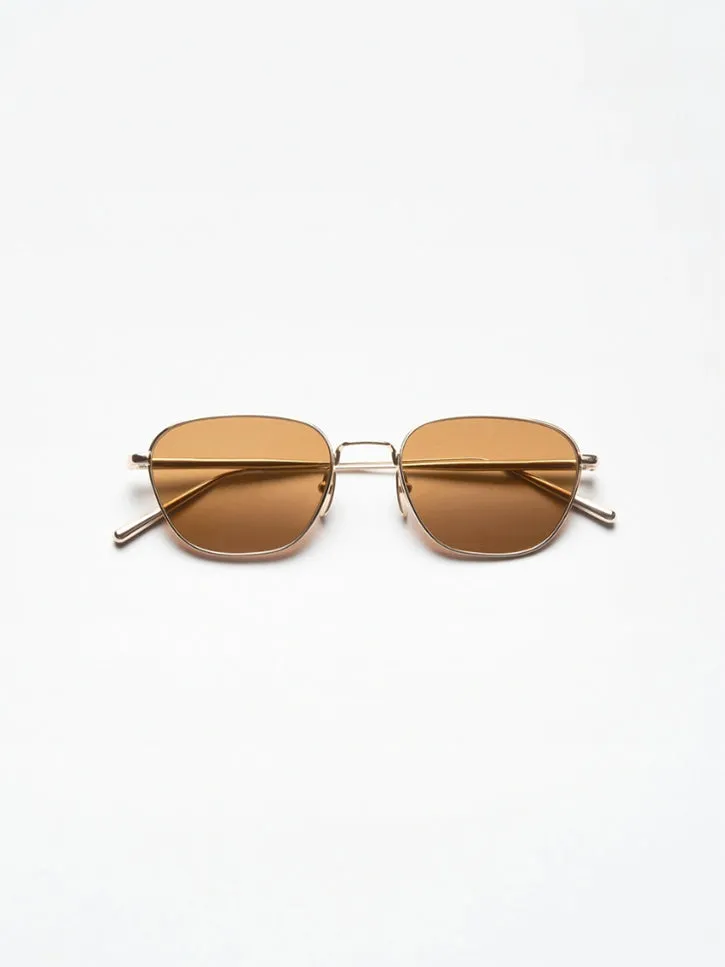 Chimi Steel Polygon Sunglasses, Brown/Gold