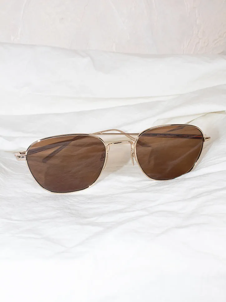 Chimi Steel Polygon Sunglasses, Brown/Gold