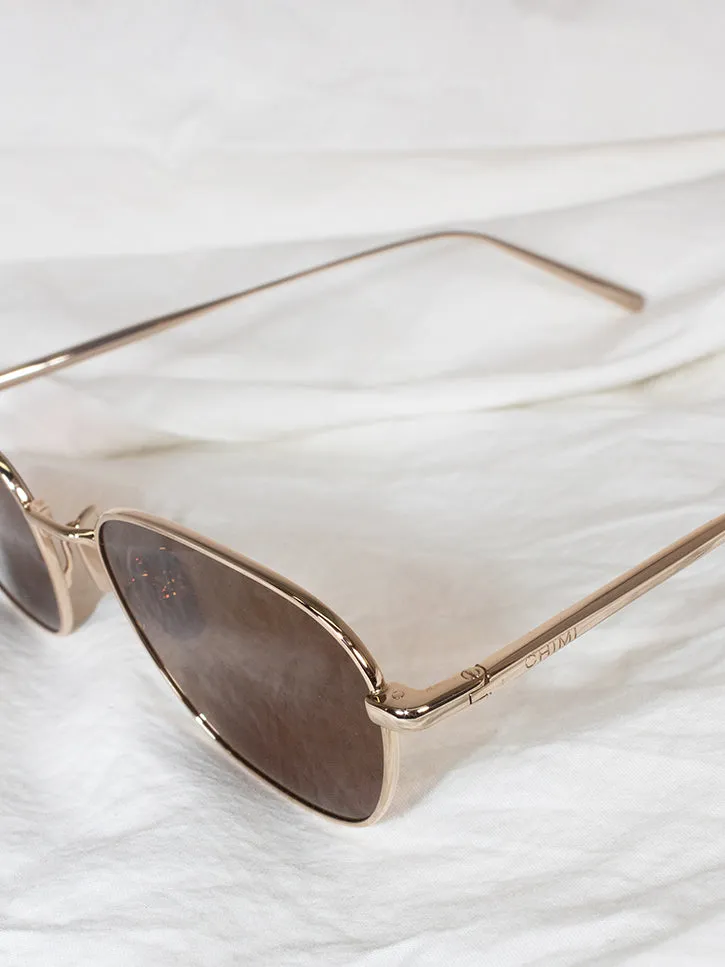 Chimi Steel Polygon Sunglasses, Brown/Gold