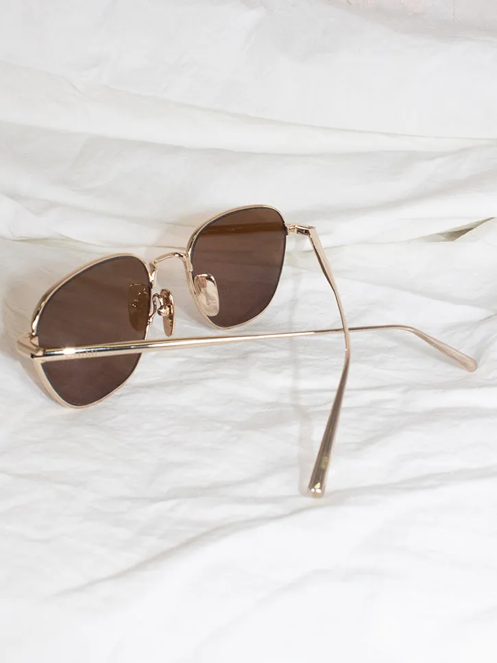 Chimi Steel Polygon Sunglasses, Brown/Gold