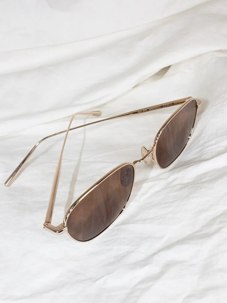 Chimi Steel Polygon Sunglasses, Brown/Gold