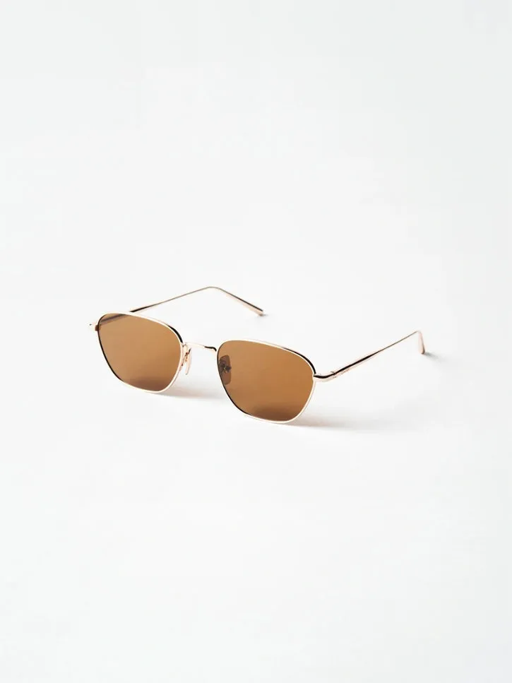 Chimi Steel Polygon Sunglasses, Brown/Gold