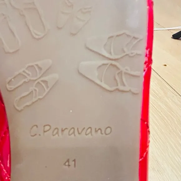C.Paravano Red NWOT Quilted Mary Jane Flats with Pearl Detail – EU 41 / US 10.5